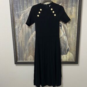 MICHAEL Michael Kors Black and Gold Embellished Sheath Dress